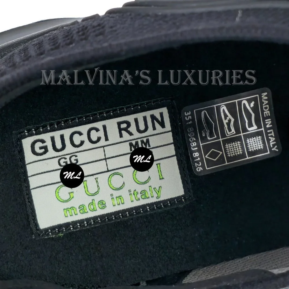 GUCCI SNEAKERS RUN RUBBER TRIMMED MESH SHOES w GG LOGO sz 42 US 12 - Picture 12 of 16